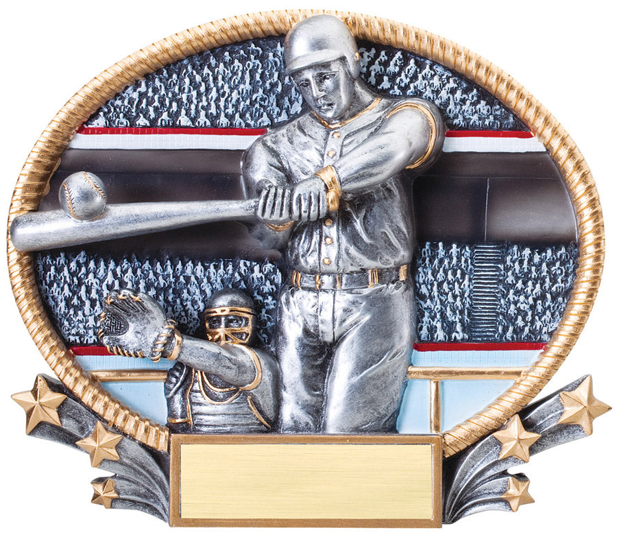 MAG-3D201 AwardJunkies Resin Trophy 3-D SMALL OVAL BASEBALL RESIN