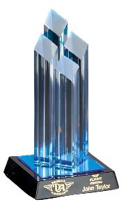 MAGDTW-AB AwardJunkies Acrylic Award Blue 4 Diamond With Mirror Acrylic Award